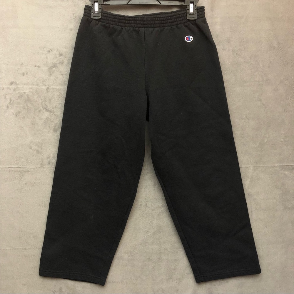 Champion Boy’s Powerblend Fleece Open Bottom Sweatpants Black Large